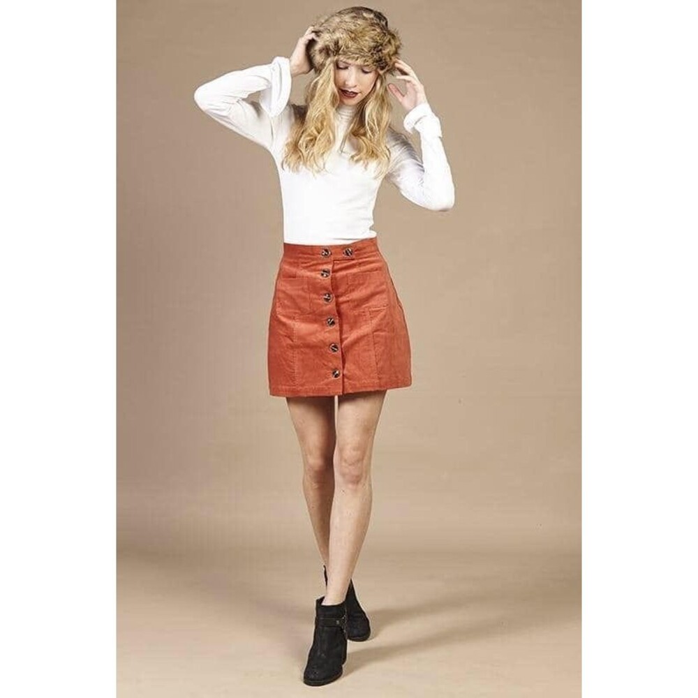 Dem Ditto- Rust Washed-Skirt: Small